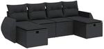 vidaXL 6-Tlg Garten-Sofagarnitur mit Kissen Schwarz Poly Rattan 3325621