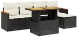 vidaXL 6-Tlg Garten-Sofagarnitur mit Kissen Schwarz Poly Rattan 3276031