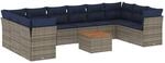 vidaXL 11-Tlg Garten-Sofagarnitur mit Kissen Grau Poly Rattan 3256166