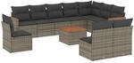 vidaXL 11-Tlg Garten-Sofagarnitur mit Kissen Grau Poly Rattan 3226081