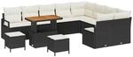 vidaXL Garten-Sofa-Set mit Kissen 12-Tlg Schwarz Poly Rattan 3362565