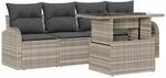 vidaXL Garten-Sofa-Set mit Kissen 5-Tlg Hellgrau Poly Rattan 3348548