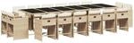 vidaXL 17-Tlg Garten-Essgruppe mit Kissen Beige Poly Rattan 3211246