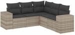vidaXL 5-Tlg Garten-Sofagarnitur mit Kissen Hellgrau Poly Rattan 3222551