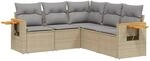 vidaXL 5-Tlg Garten-Sofagarnitur mit Kissen Beige Poly Rattan 3259203
