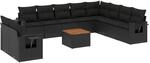 vidaXL 11-Tlg Garten-Sofagarnitur mit Kissen Schwarz Poly Rattan 3256965