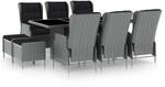vidaXL 9-Tlg Garten-Essgruppe mit Auflagen Poly Rattan Hellgrau 3060159