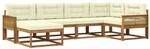 vidaXL Outdoor-Sofagarnitur mit Kissen 6 Stk Natur und Creme 3382708