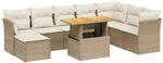 vidaXL 9-Tlg Garten-Sofagarnitur mit Kissen Beige Poly Rattan 3275515