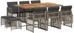 vidaXL 11-Tlg Garten-Essgruppe mit Kissen Grau Poly Rattan 3210794