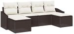 vidaXL Garten Essgruppe mit Kissen mit Speicher 6-Tlg Braun und Creme 3355497