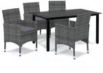 vidaXL 5-tlg Garten-Essgruppe mit Kissen Poly Rattan Grau Modell 11