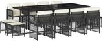 vidaXL 13-Tlg Garten-Essgruppe mit Kissen Schwarz Poly Rattan 3210978