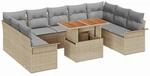 vidaXL Garten-Sofa-Set mit Kissen 10-Tlg Beige und Hellgrau 3349377