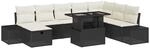 vidaXL Garten-Sofa-Set H&ouml;henverstellbar 9-Tlg Schwarz Poly Rattan 3361226