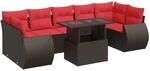 vidaXL 8-Tlg Garten-Sofagarnitur mit Kissen Braun Poly Rattan Akazie 3326605
