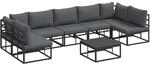 vidaXL Garten-Sofa-Set mit Kissen 8-Tlg Schwarz Aluminium 3378851