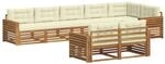 vidaXL Outdoor-Sofagarnitur mit Kissen 8-Tlg Natur und Creme 3373665