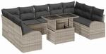 vidaXL Garten-Sofa-Set mit Speicher 10-Tlg Hellgrau Poly Rattan 3357445