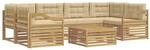 vidaXL Outdoor-Sofagarnitur mit Kissen 7 Stk Wei&szlig; und Beige Polyester 3390143