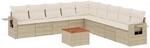 vidaXL 10-Tlg Garten-Sofagarnitur mit Kissen Beige Poly Rattan 3256940