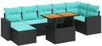 vidaXL 8 Tlg Garten-Sofagarnitur mit Kissen Schwarz Poly Rattan 3327067