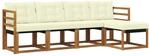 vidaXL Outdoor-Sofagarnitur mit Kissen 5-Tlg Natur und Creme 3368557