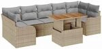 vidaXL Garten-Sofa-Set mit Speicher 8-Tlg Beige Poly Rattan 3358163