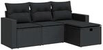 vidaXL 4-Tlg Garten-Sofagarnitur mit Kissen Schwarz Poly Rattan 3325351