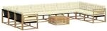 vidaXL Outdoor-Sofagarnitur mit Kissen 11-Tlg Wei&szlig; und Creme 3389128