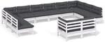 vidaXL 12-Tlg Garten-Lounge-Set mit Kissen Wei&szlig; Kiefer Massivholz 3097272