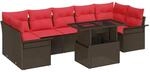 vidaXL Gartensofa-set mit Kissen 8 Stk Braun Poly-Rattan 3348240