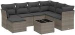 vidaXL 8-Tlg Garten-Sofagarnitur mit Kissen Grau Poly Rattan 3263226