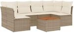 vidaXL 7-Tlg Garten-Sofagarnitur mit Kissen Beige Poly Rattan 3223559