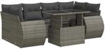 vidaXL 7-Tlg Garten-Sofagarnitur mit Kissen Grau Poly Rattan 3326591