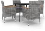 vidaXL 5-Tlg Garten-Essgruppe mit Auflagen Poly Rattan und Glas 3099788