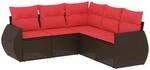 vidaXL 5-Tlg Gartensofa-Set mit Kissen Braun Polyrattan 3221353