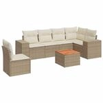 vidaXL 7-Tlg Garten-Sofagarnitur mit Kissen Beige Poly Rattan 3257801