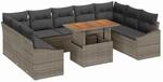vidaXL Garten-Sofa-Set mit Speicher 10-Tlg Grau Poly Rattan 3358617