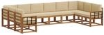 vidaXL Outdoor-Sofagarnitur mit Kissen 10-Tlg Natur und Beige 3367066
