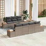 vidaXL Garten-Sofa-Set mit Kissen 8-Tlg Grau Poly Rattan 3348040