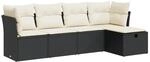 vidaXL 5-Tlg Garten-Sofagarnitur mit Kissen Schwarz Poly Rattan 3325262