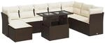 vidaXL 9-Tlg Garten-Sofagarnitur mit Kissen Braun Poly Rattan 3326214
