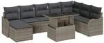 vidaXL Garten-Sofa-Set mit Kissen mit Speicher 9-Tlg Grau Poly Rattan 3357252