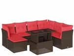 vidaXL 8-Tlg Gartensofa-Set mit Kissen Braun Polyrattan 3266764