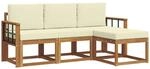 vidaXL Outdoor-Sofagarnitur mit Kissen 4 Stk Natur und Creme 3366228