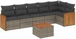 vidaXL 7-Tlg Garten-Sofagarnitur mit Kissen Grau Poly Rattan 3227677
