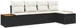 vidaXL Garten-Sofa-Set mit Kissen 5-Tlg Schwarz Poly Rattan 3348063