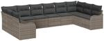 vidaXL Garten-Sofa-Set mit Kissen 10-Tlg Grau Poly Rattan 3345879