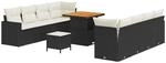 vidaXL Gartensofa-Set mit Kissen 12 Stk Schwarz und Creme Poly-Rattan 3363535
